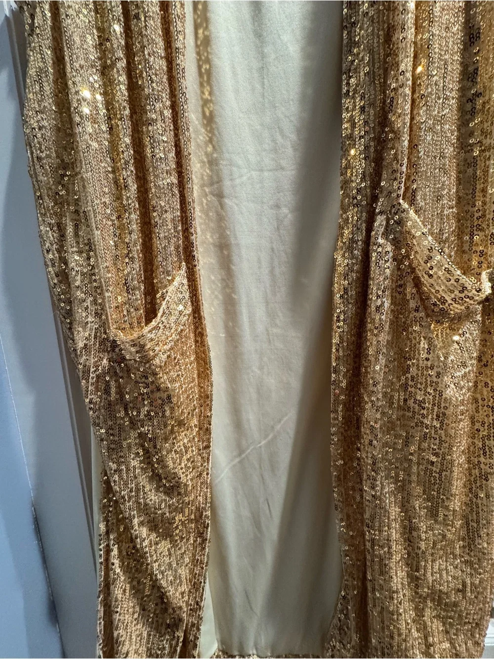 Anna and Ava Gold Sequin sleeveless Long vest cover